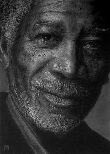 375x526 morgan freeman portrait drawing - Morgan Freeman Drawing