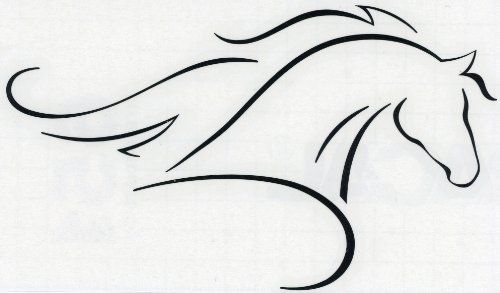 500x293 line art arabian or morgan horse with flowing mane decal - Morgan Horse Drawing