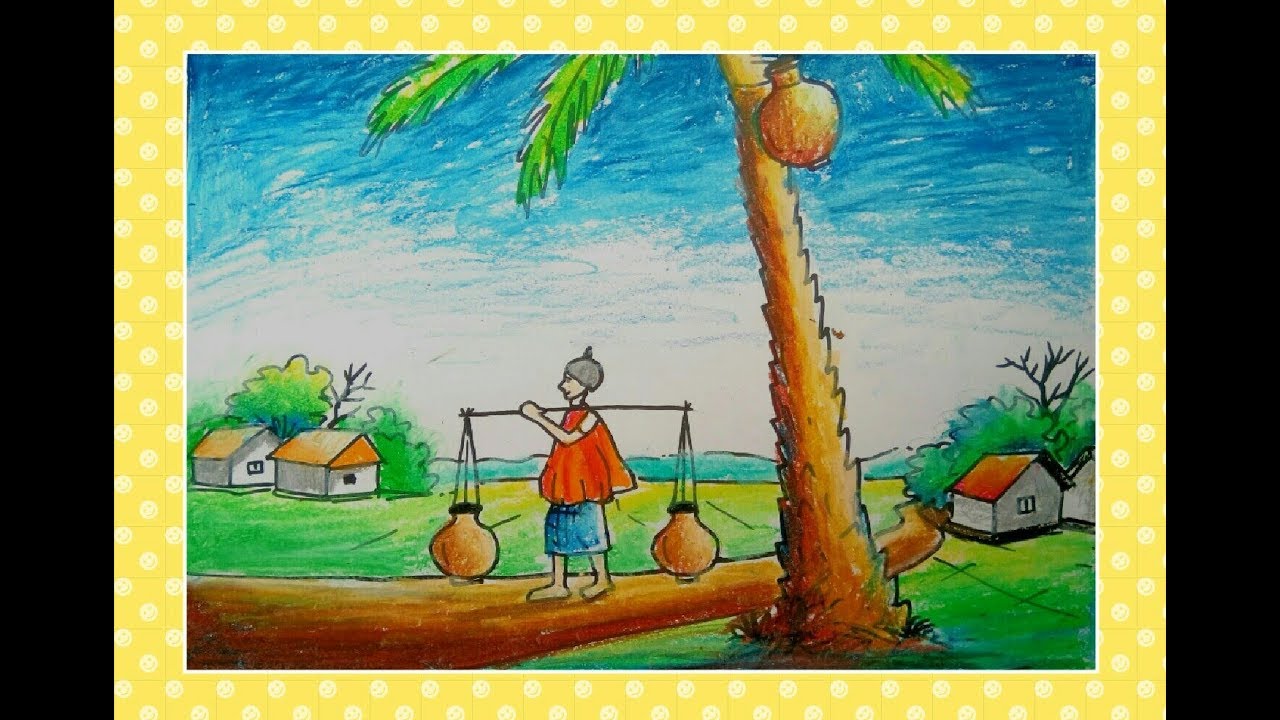 1280x720 How To Drawing A Winter Morning In Village Landscape Step - Morning Drawing