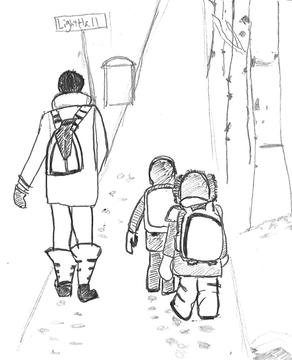 1011x1248 Carol's Drawing Journal A Winter Morning - Morning Drawing