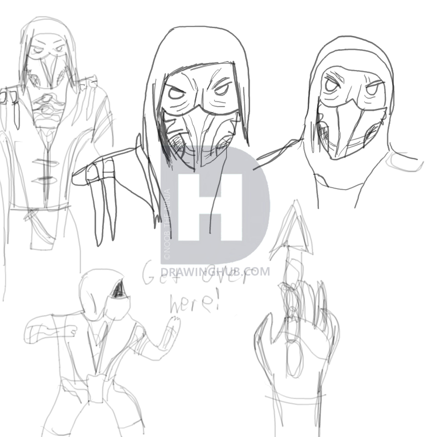 900x900 scorpion, mortal kombat x practice sheets drawing - Mortal Kombat X Drawings