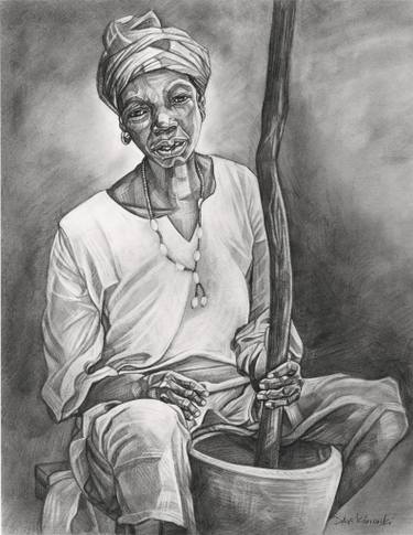 375x485 Woman With Mortar And Pestle Drawing - Mortar And Pestle Drawing