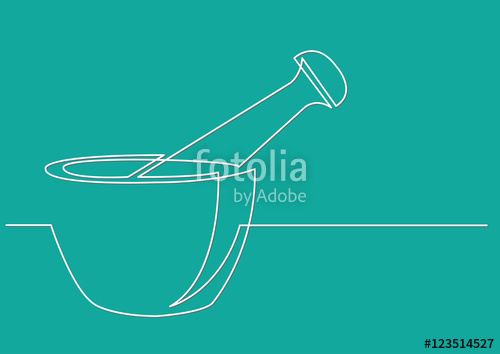 500x354 Continuous Line Drawing Of Mortar And Pestle Stock Image - Mortar And Pestle Drawing