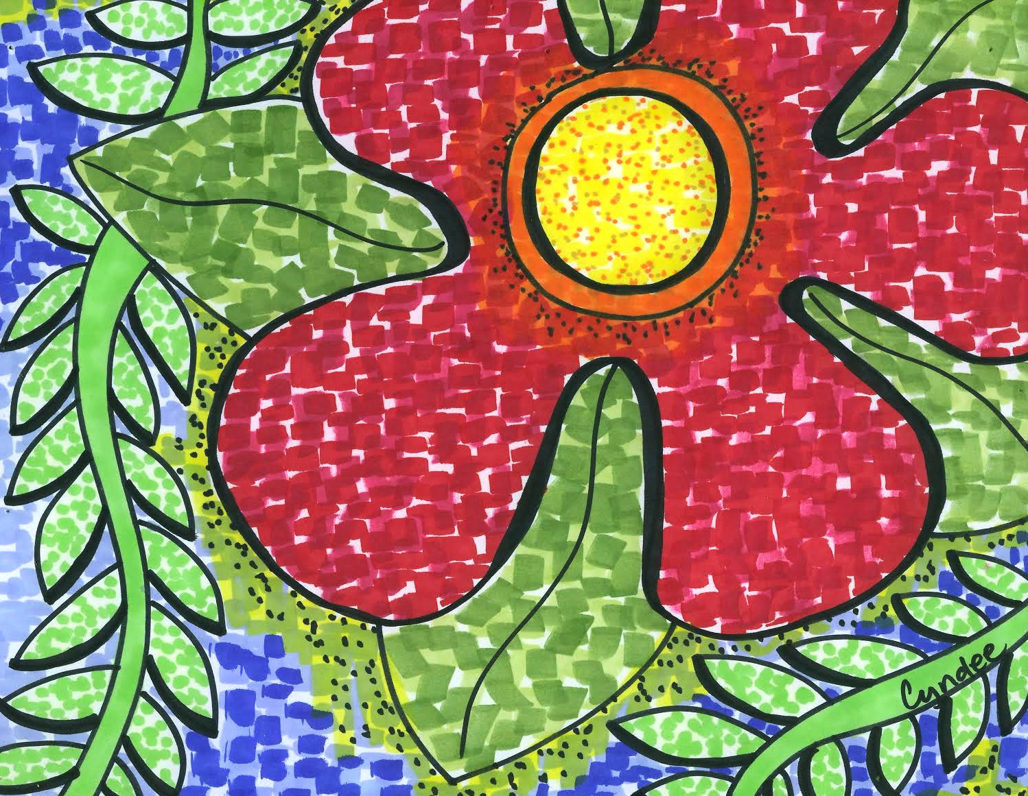 1498x1161 flower mosaic art project thrive - Mosaic Drawing