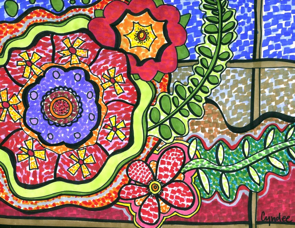 1024x791 Invoke Spring With A Flower Mosaic Drawing - Mosaic Drawing