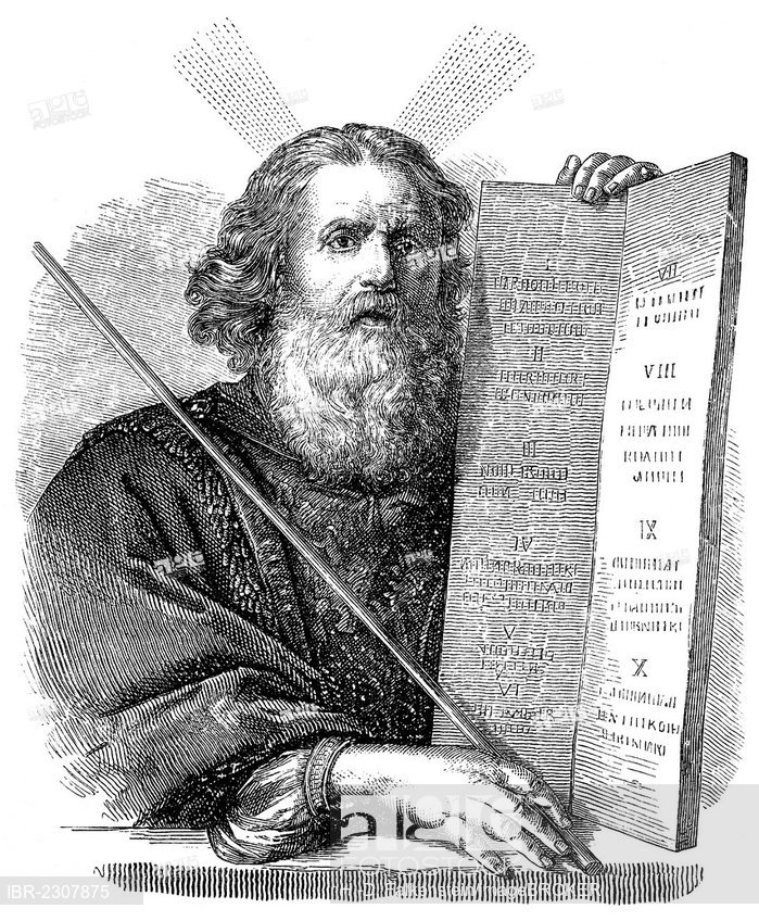 699x848 historical drawing from the century, portrait of the prophet - Moses Drawing