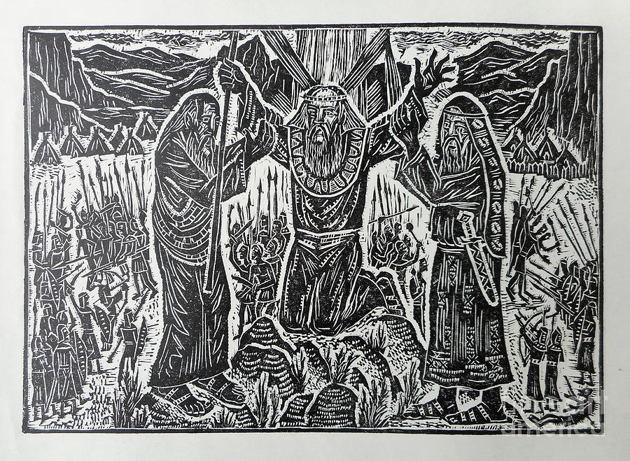 900x659 moses and the battle of the amalec drawing - Moses Drawing