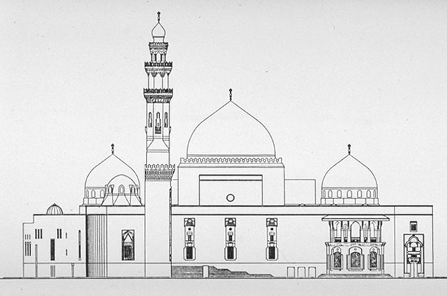 640x424 king saud mosque bampw drawing, west elevation archnet - Mosque Design Drawing