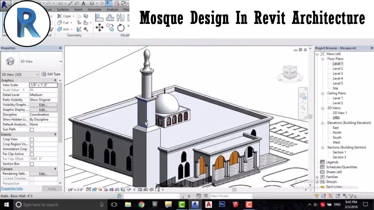 1280x720 revit architecture mosque design in revit architecture part - Mosque Design Drawing