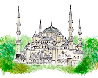 340x270 Mosque Drawing Etsy - Mosque Drawing