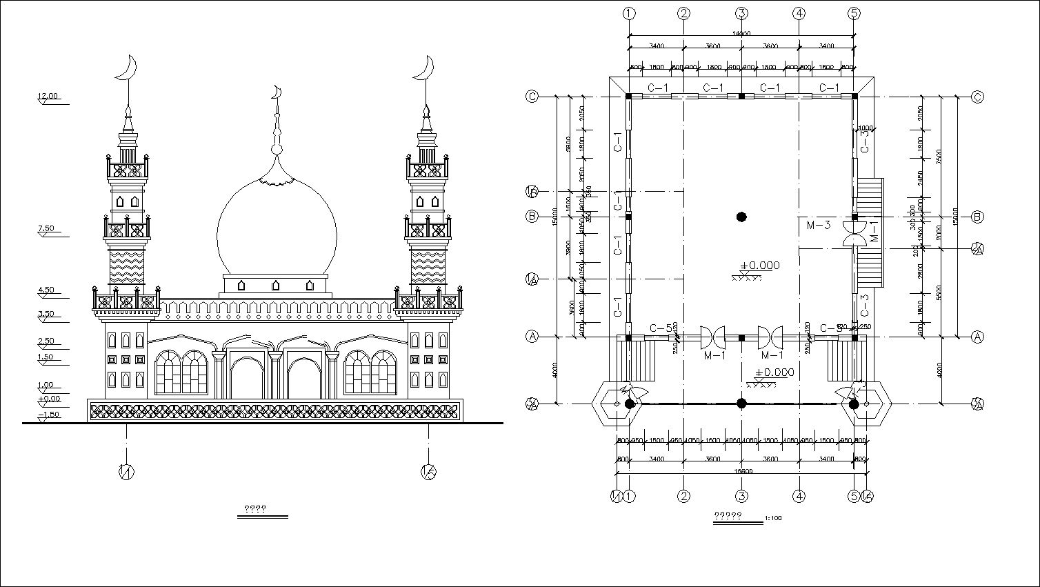 1508x851 cad blocks free - Mosque Drawing