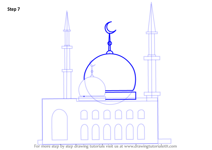 846x600 Learn How To Draw A Mosque - Mosque Drawing For Kids