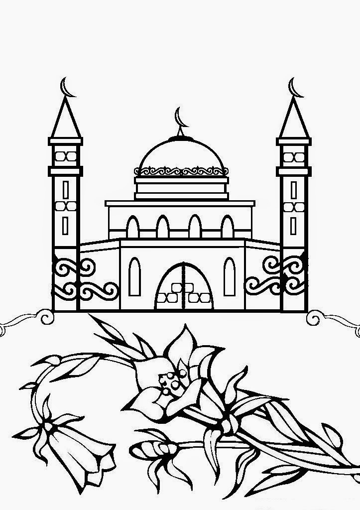 723x1024 Mosque Picture Drawing Kids - Mosque Drawing For Kids