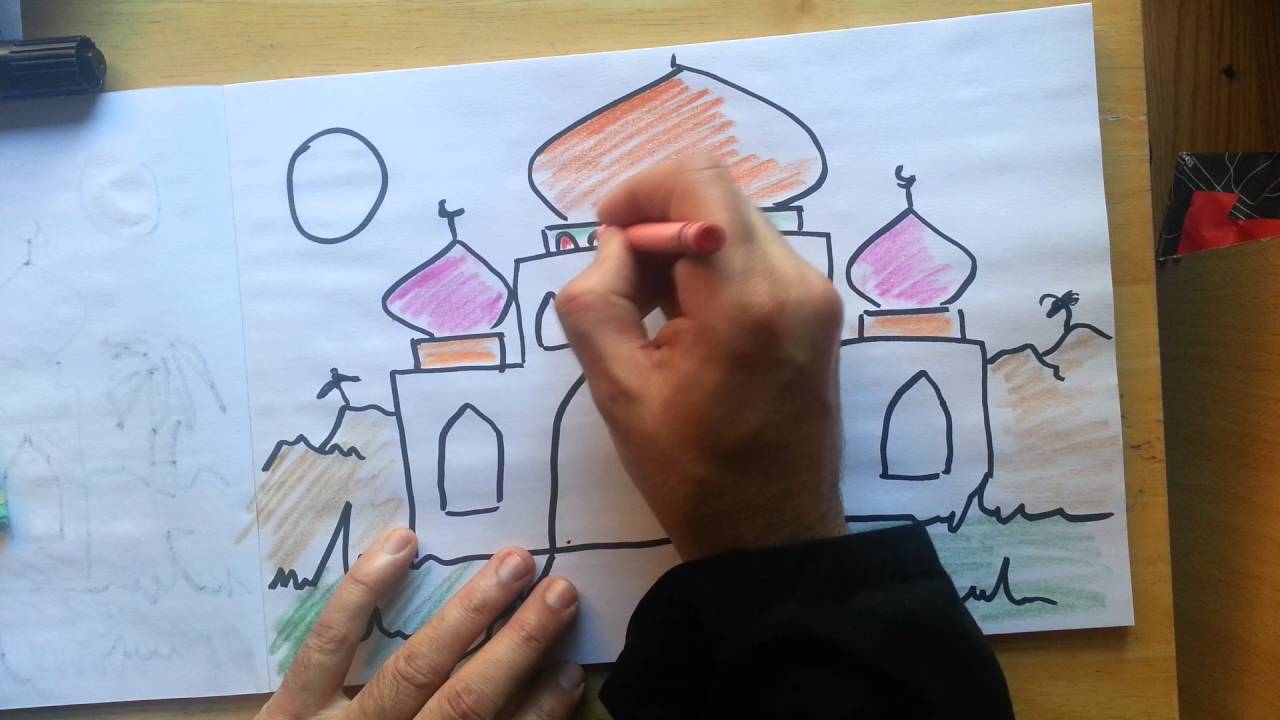 1280x720 How To Draw A Mosque Real Easy - Mosque Drawing For Kids