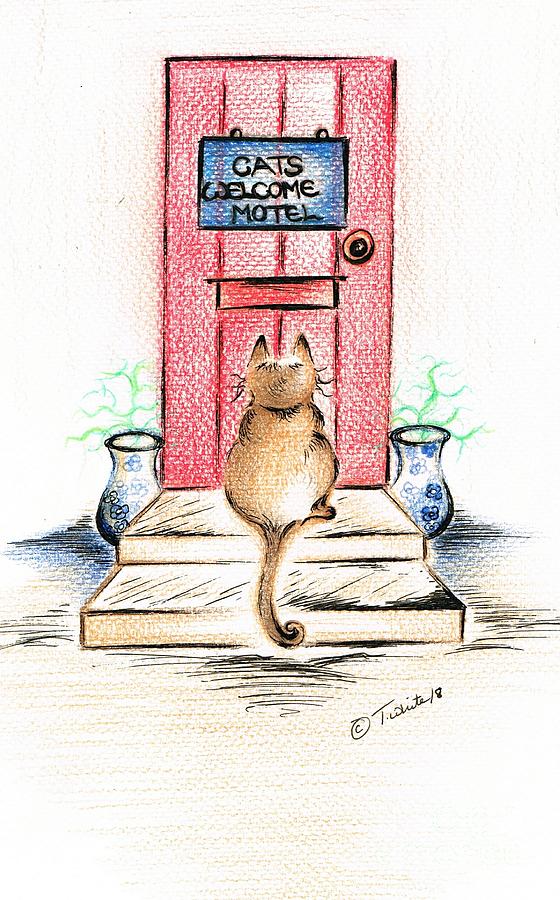 560x900 cat's welcome motel drawing - Motel Drawing