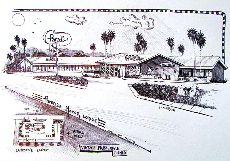 800x562 Motel Concept Sketch Drawing - Motel Drawing