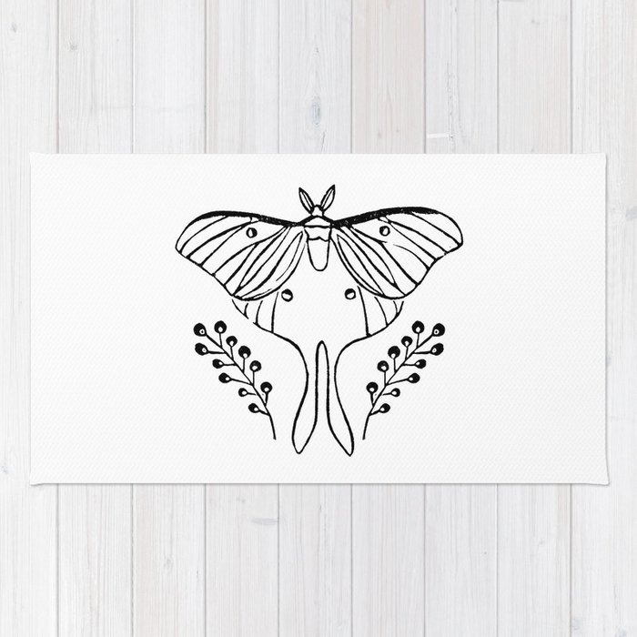 700x700 luna moth linocut minimal black and white basic botanical nature - Moth Line Drawing