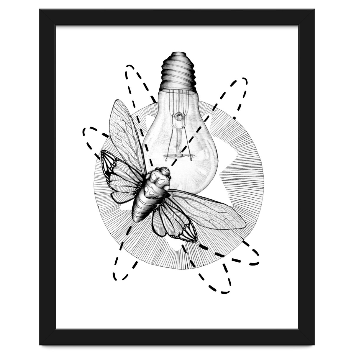 1200x1200 moth to the flame art print - Moth Line Drawing