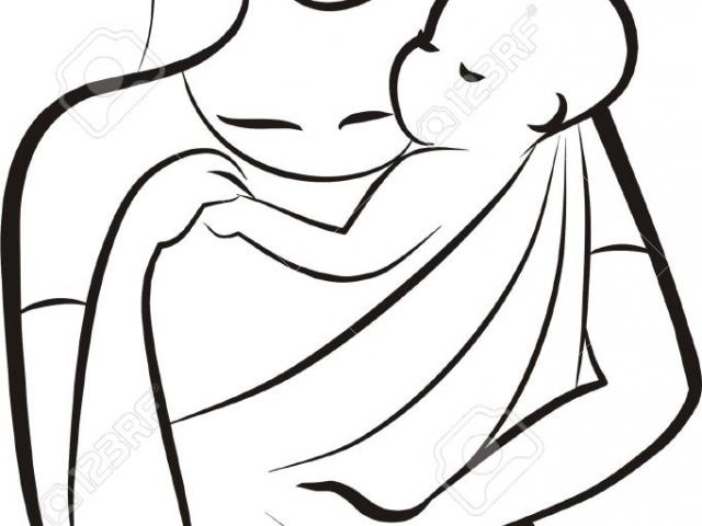 640x480 Mother And Baby Clipart - Mother And Baby Drawing