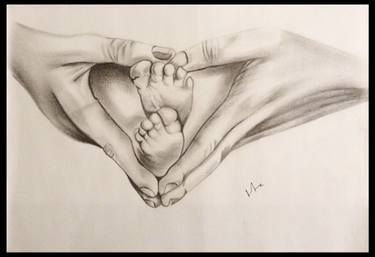 375x257 Mother And Child Love Drawing - Mother And Baby Drawing