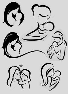 236x324 Mom And Baby Drawing - Mother And Baby Drawing