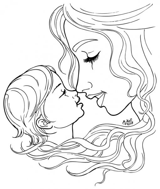 511x604 Gallery Baby And Mom Drawing - Mother And Baby Drawing