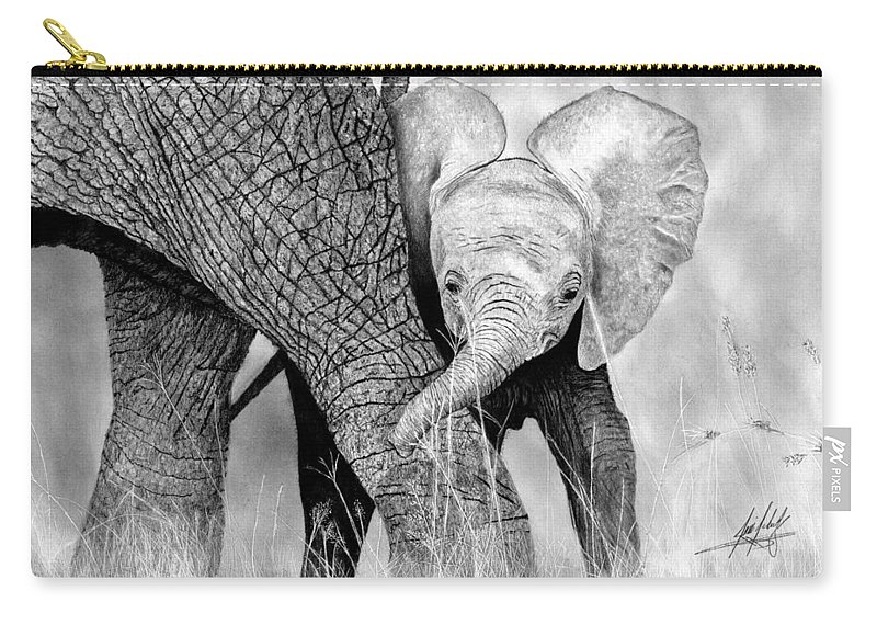 800x570 mother and baby elephant drawing carry all pouch for sale - Mother And Baby Elephant Drawing