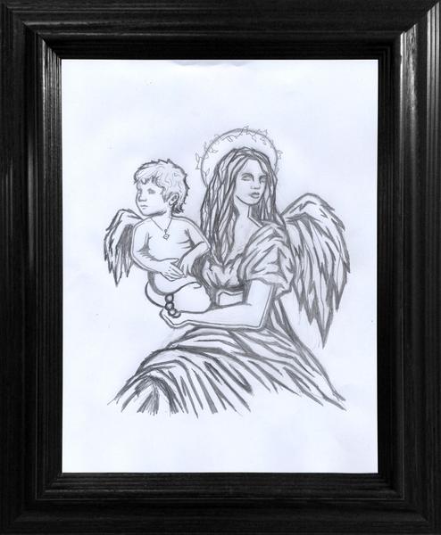 494x600 Mother And Child Drawing - Mother And Child Drawing