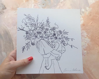 340x270 Mother And Child Art Etsy - Mother And Child Drawing