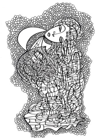 375x485 Bond Of Mother And Child Drawing - Mother And Child Drawing