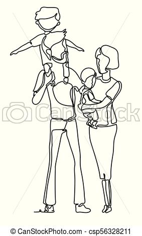 283x470 happy family mother father and child daughter and son continuous - Mother And Father Drawing