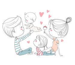 250x216 happy family mother father and children easy drawings family - Mother And Father Drawing