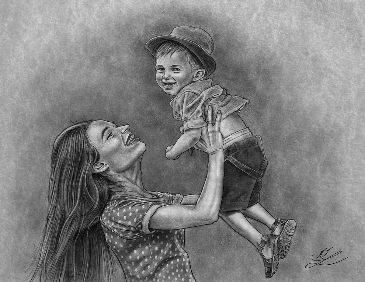 1200x927 mom and son realistic drawing on behance - Mother And Son Drawing