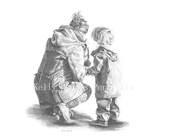340x270 mother son sketch etsy - Mother And Son Drawing