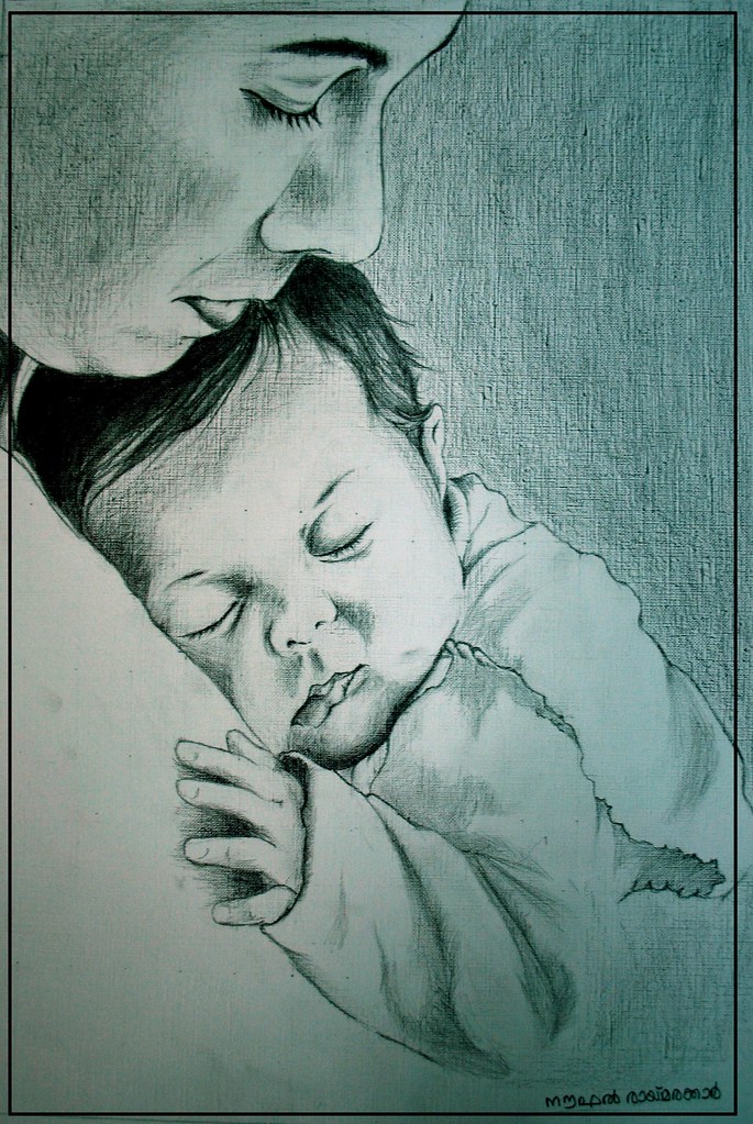 685x1023 Mother With Son Sketch Cafejempi Eu - Mother And Son Drawing. 