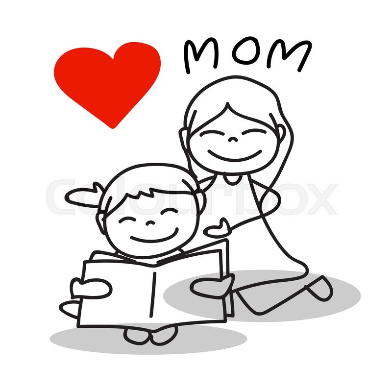 800x800 hand drawing cartoon love mom happy stock vector colourbox - Mother Cartoon Drawing