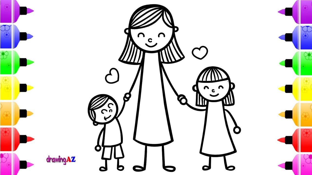 Mother Cartoon Drawing at PaintingValley.com | Explore collection of ...