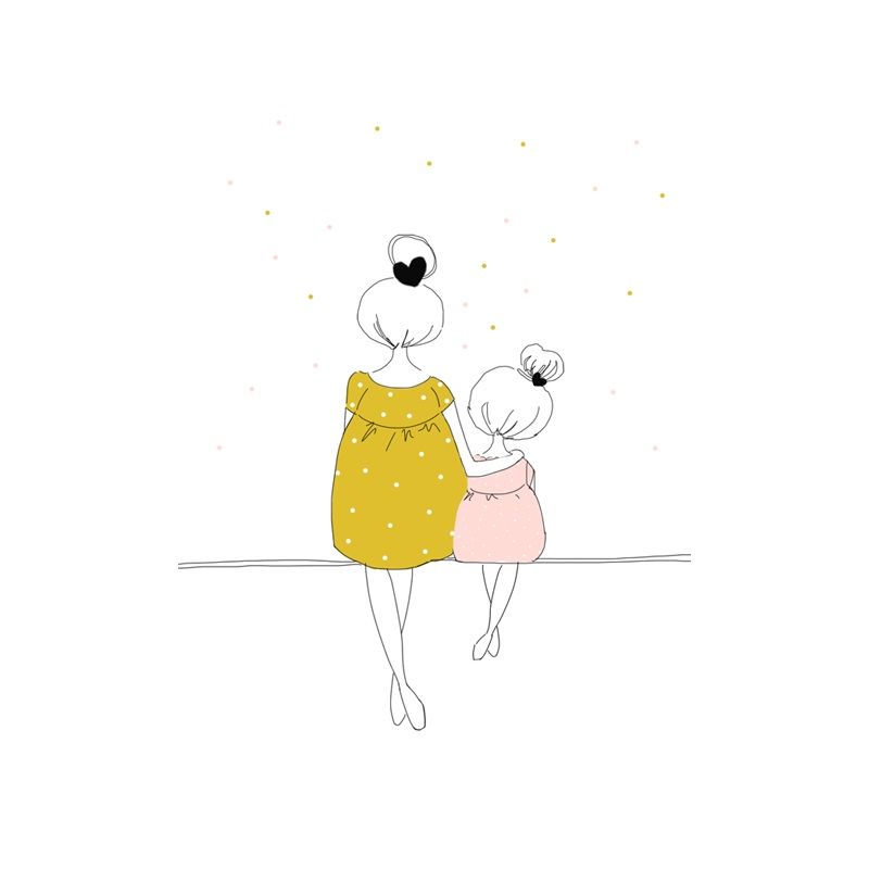 800x800 Love Mom And Girl - Mother Cartoon Drawing