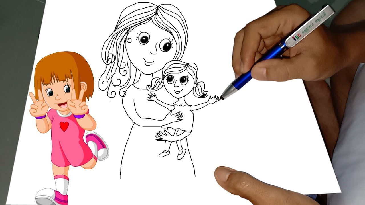 1280x720 Cartoon Drawing - Mother Cartoon Drawing