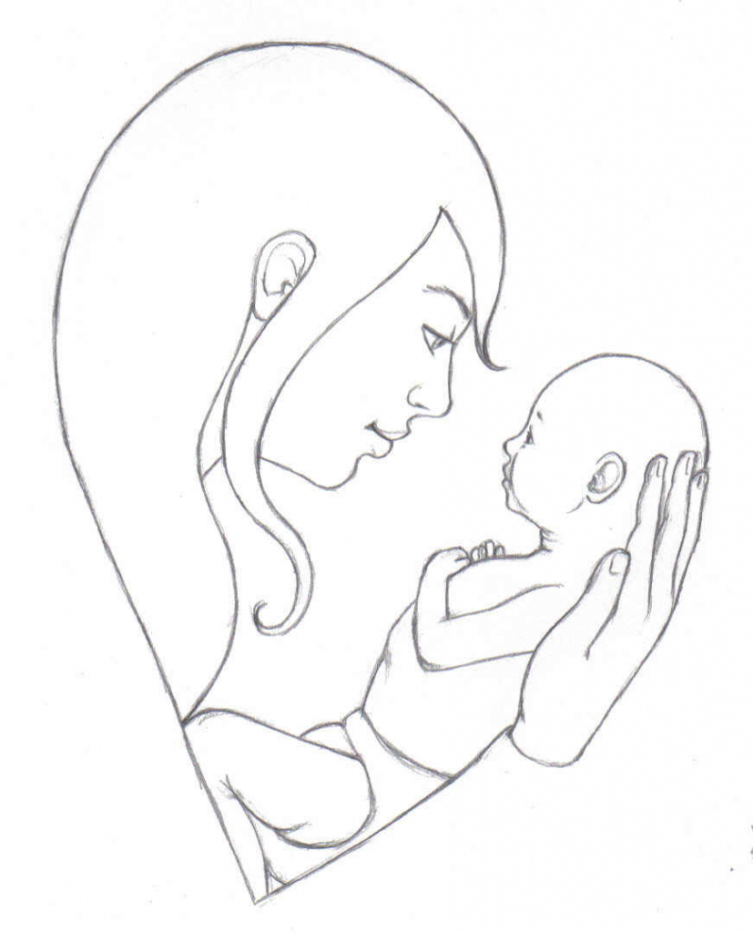 827x1024 mother child drawing in pencil sketch pencil sketches of mother - Mother Child Drawing