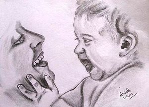 300x215 mother child drawings - Mother Child Drawing