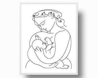 340x270 Picasso Mother Child Etsy - Mother Child Drawing