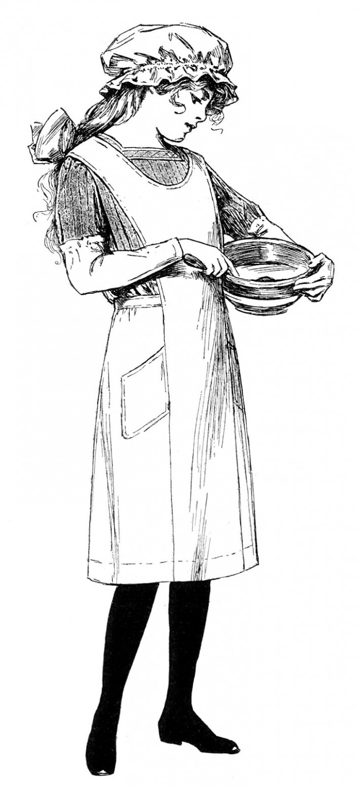 705x1552 antique clip art young girl cooking the graphics fairy mother - Mother Cooking Drawing