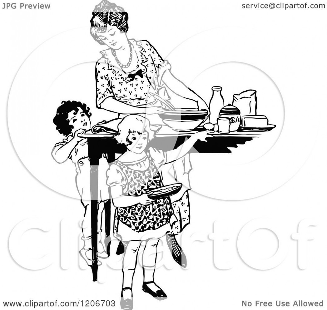 1047x993 mother cooking drawing - Mother Cooking Drawing