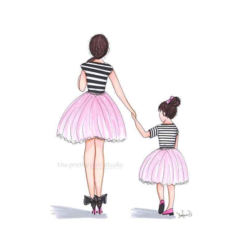800x800 Fashion Illustration - Mother Daughter Drawings