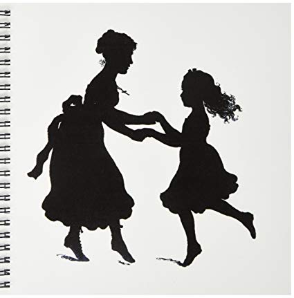 425x431 Db Sweet Vintage Silhouette Of Mother 'n Daughter - Mother Daughter Drawings