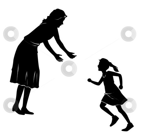 450x444 Mother And Daughter Silhouette Stock Photo - Mother Daughter Drawings