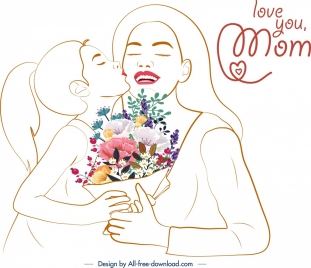 311x268 Mother Daughter Vectors Stock For Free Download - Mother Daughter Drawings