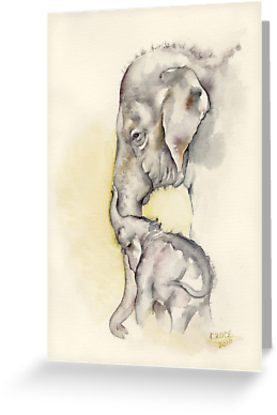 277x415 Mother Daughter Moment, Elephants Dokkoon And Mali Greeting - Mother Daughter Drawings