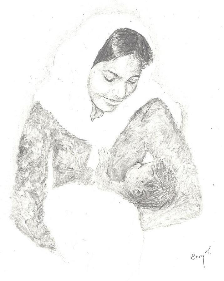 716x900 Mother's Love Drawing - Mother Drawing